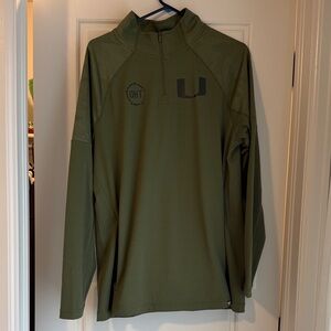 Olive Green Quarter-Zip University of Miami Pullover
